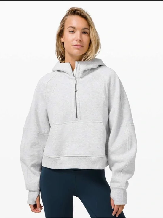 Lululemon Scuba Oversized 1/2 Zip Hoodie - Heathered Light Grey - Picture 1 of 7